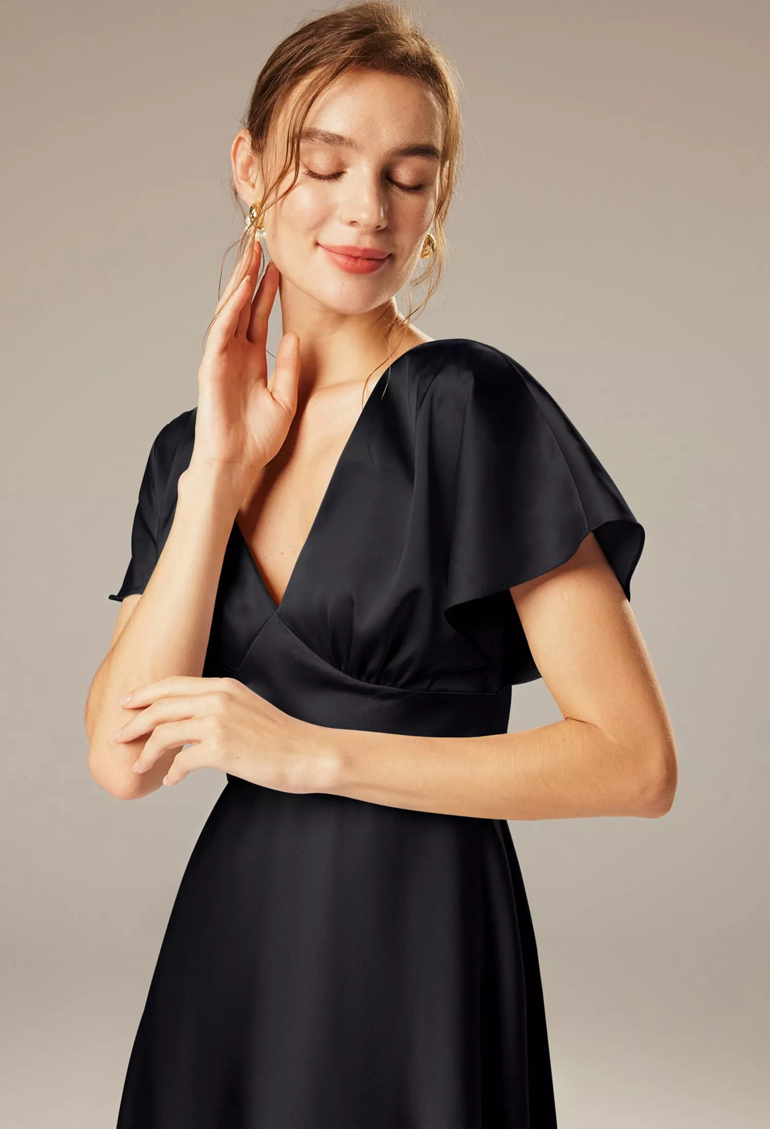 AW Nora Black Metallic  Maternity Bridesmaid Dresses